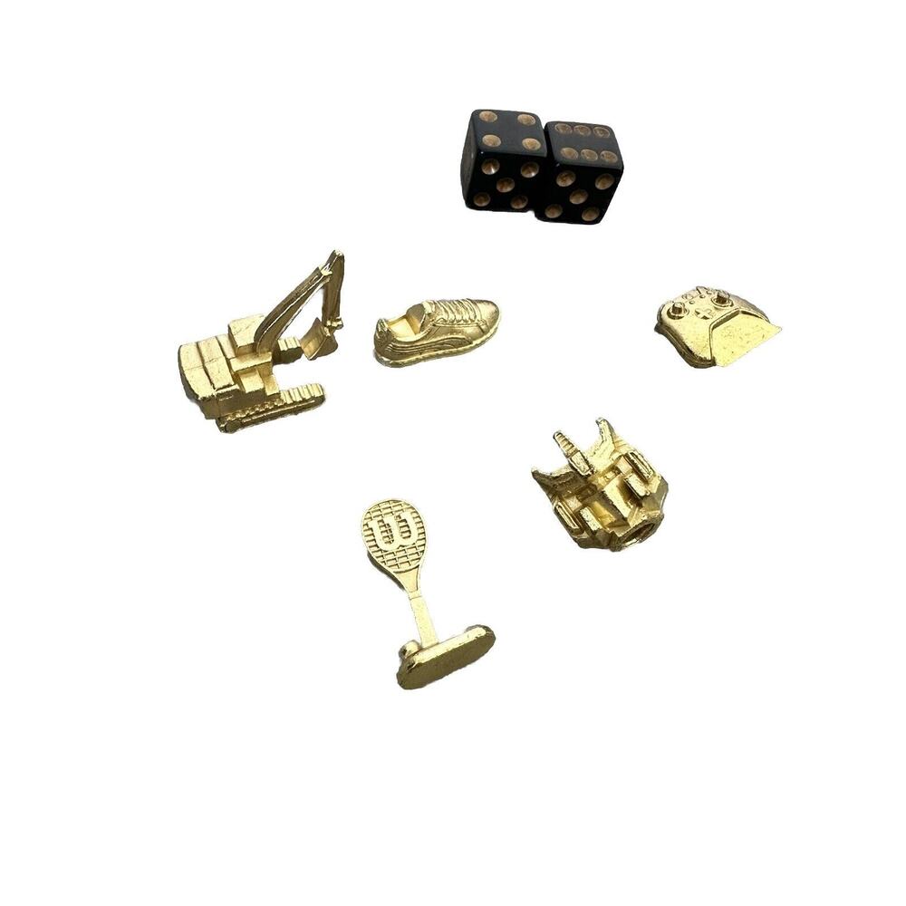 Monopoly - Empire Gold Edition Replacement Pieces 5 Tokens Movers Dice